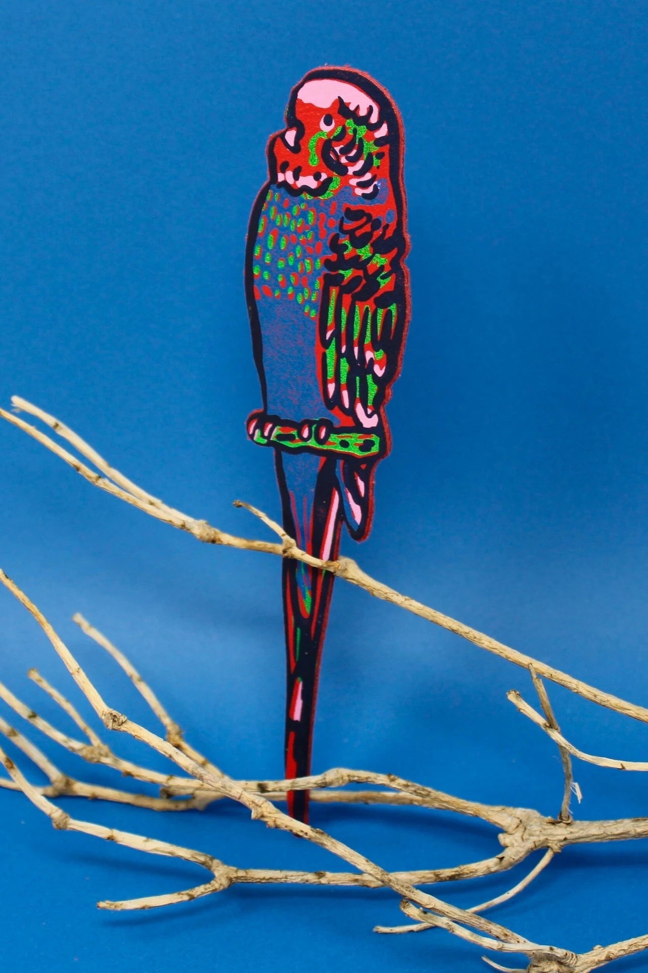 Parakeet Bookmark (Red/Blue)