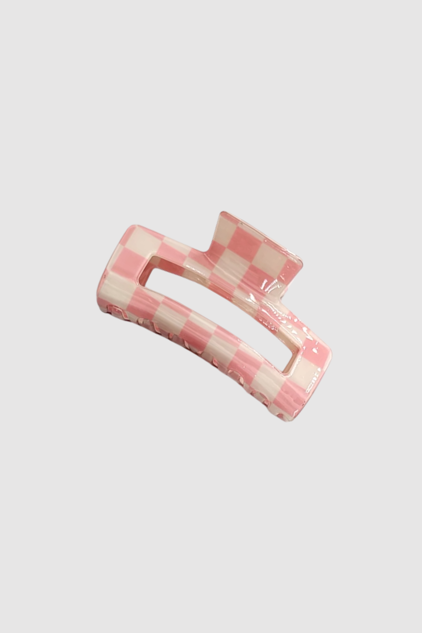 Check Hair Claw Lrg (Pink/Whi)
