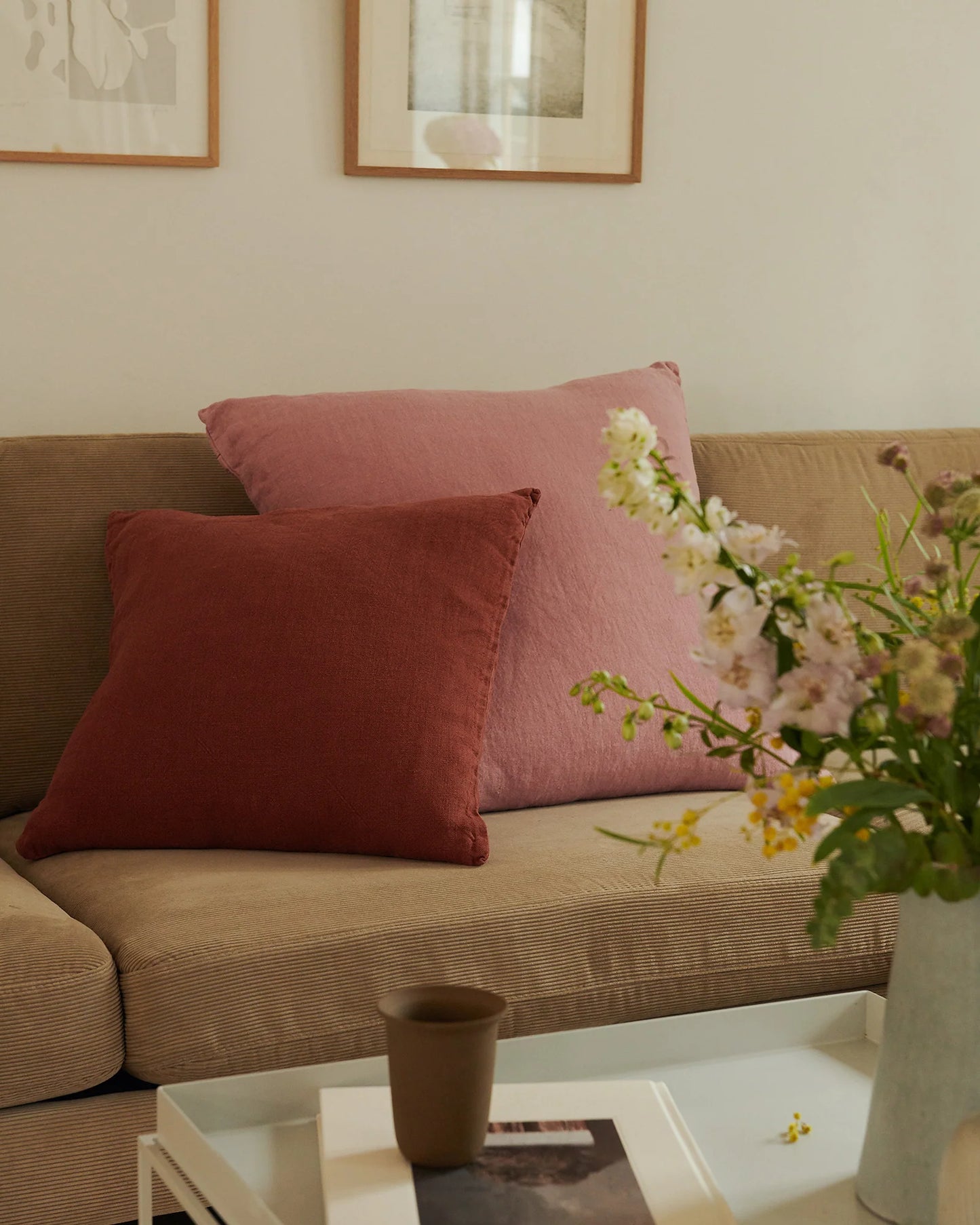 Essential Linen Cushion (Rust)