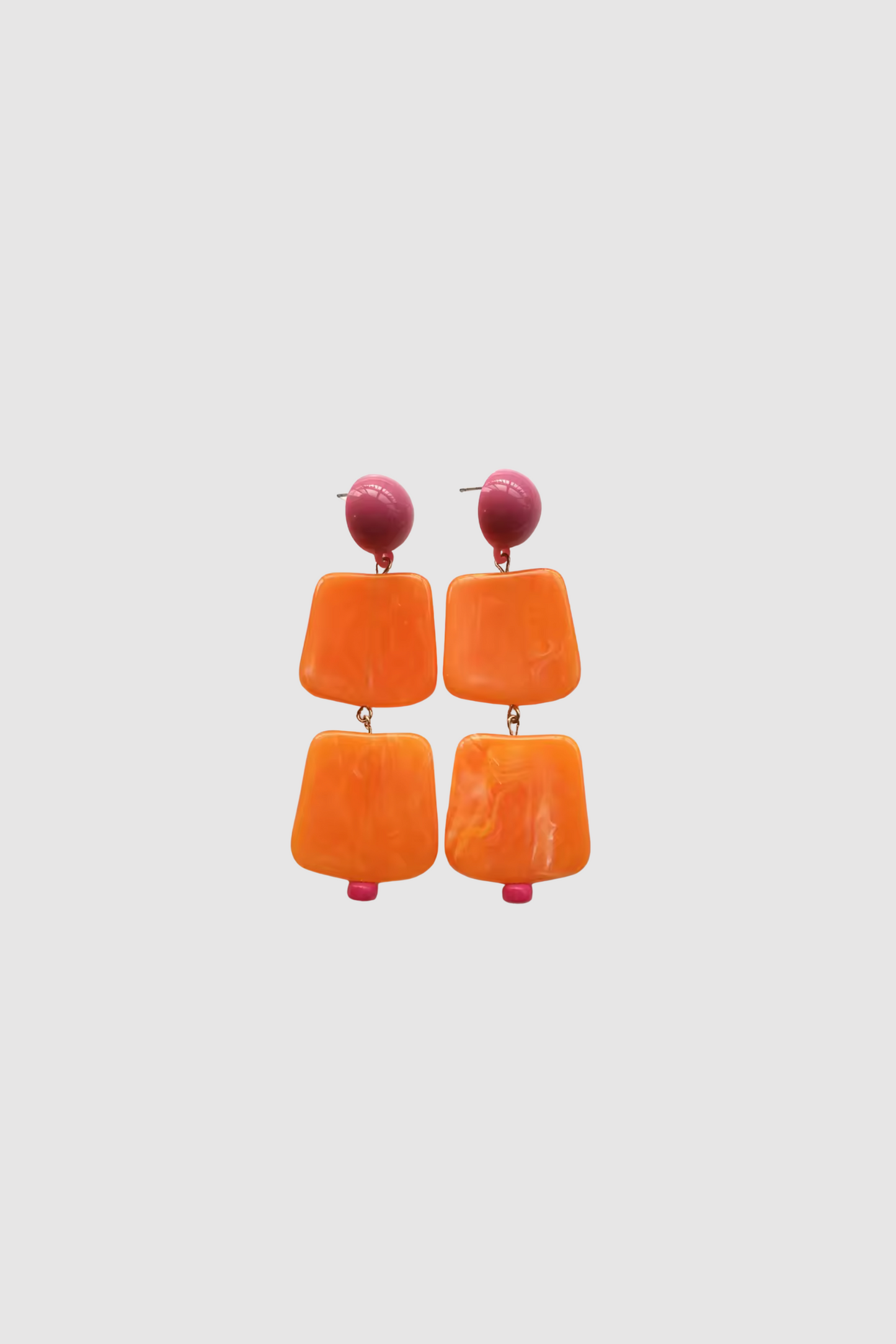 Double Drop Earrings (Org/Pink)