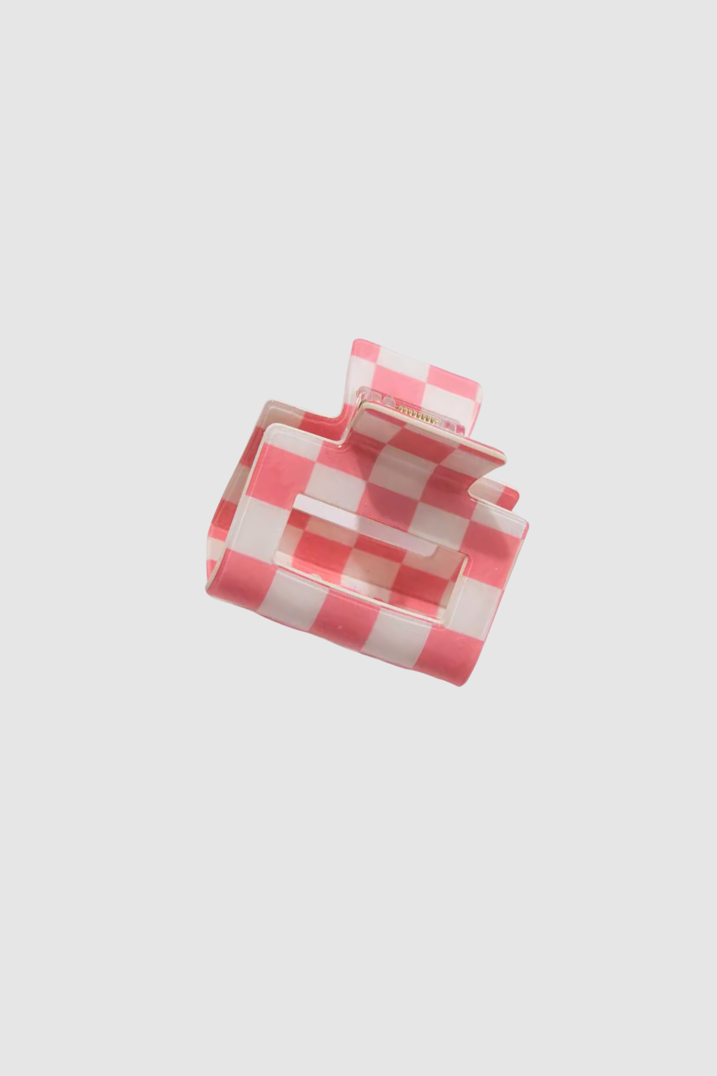 Check Hair Claw Sml (Pink/Whi)
