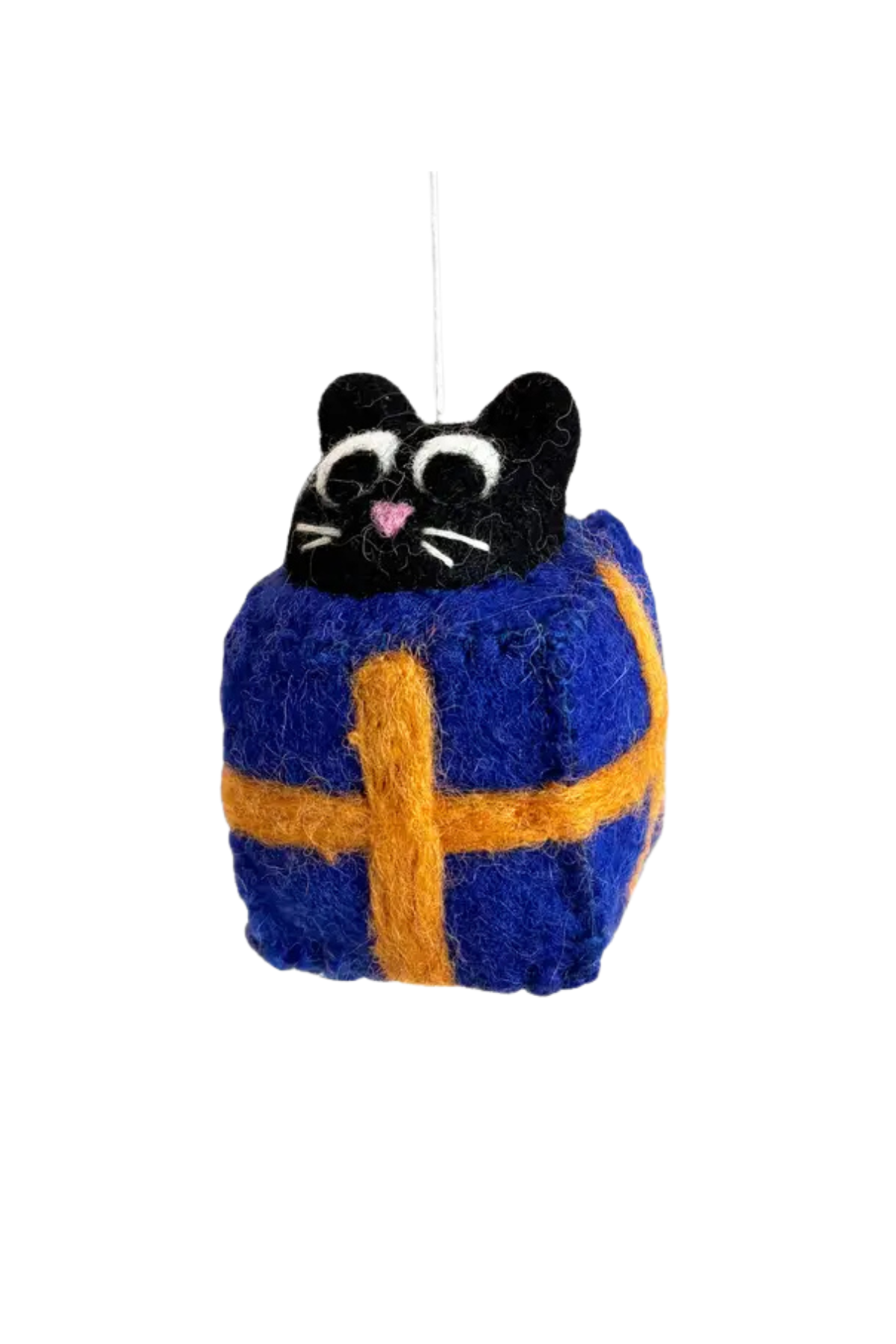 Roland Cat in a Box Hanging Felt Ornament