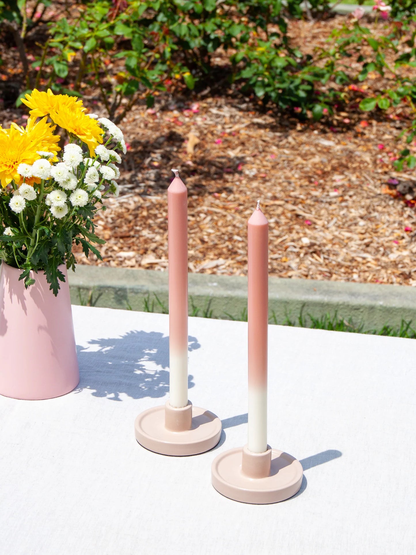 30cm Ombre Candle (Ivory/Rose)
