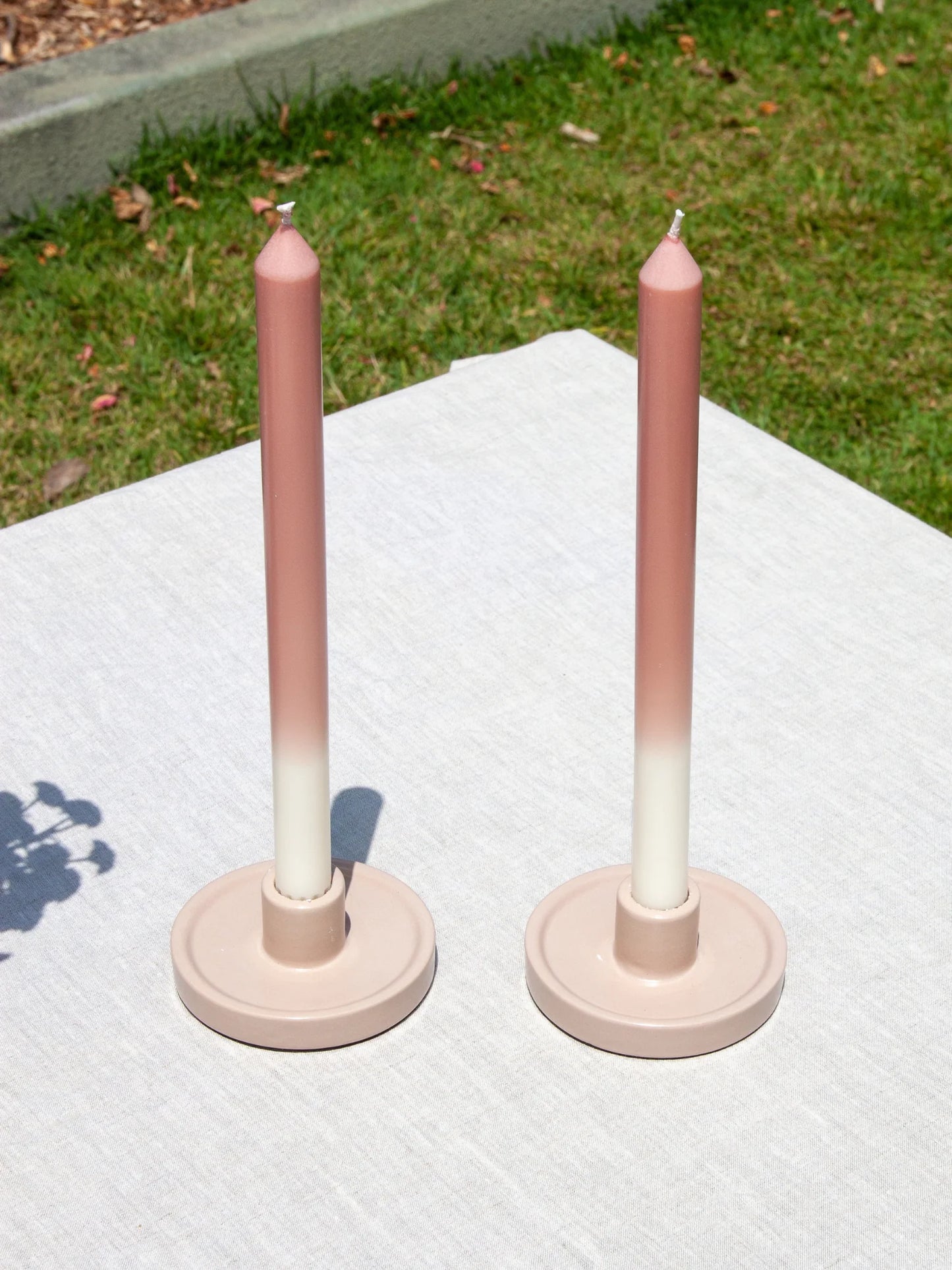 30cm Ombre Candle (Ivory/Rose)