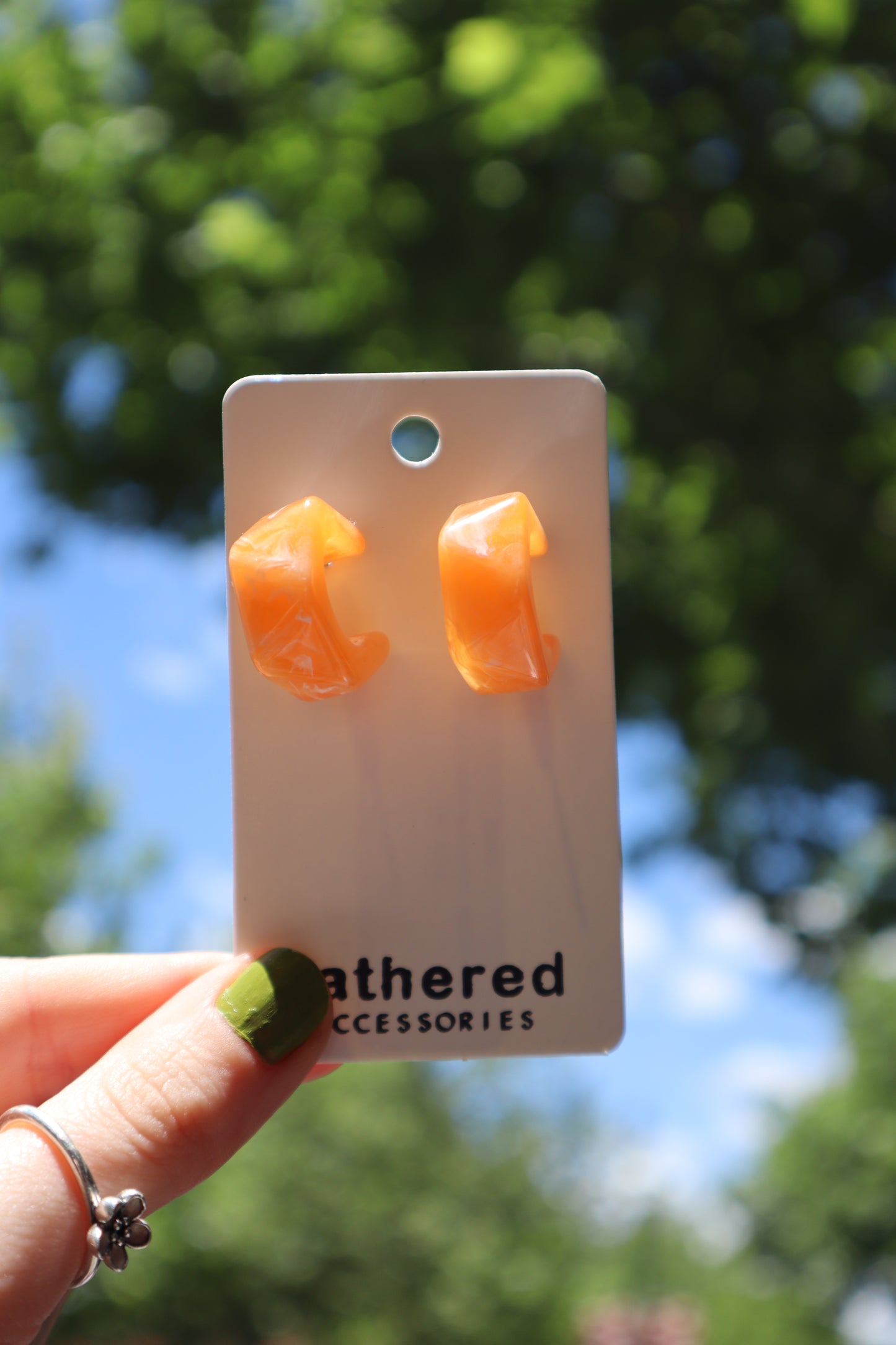 Geo Small Hoop Earrings (Ochre)