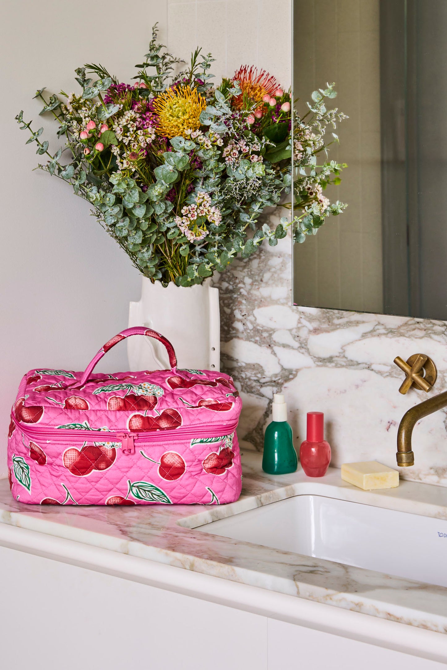 Cherry Blossom Quilted Toiletry Case