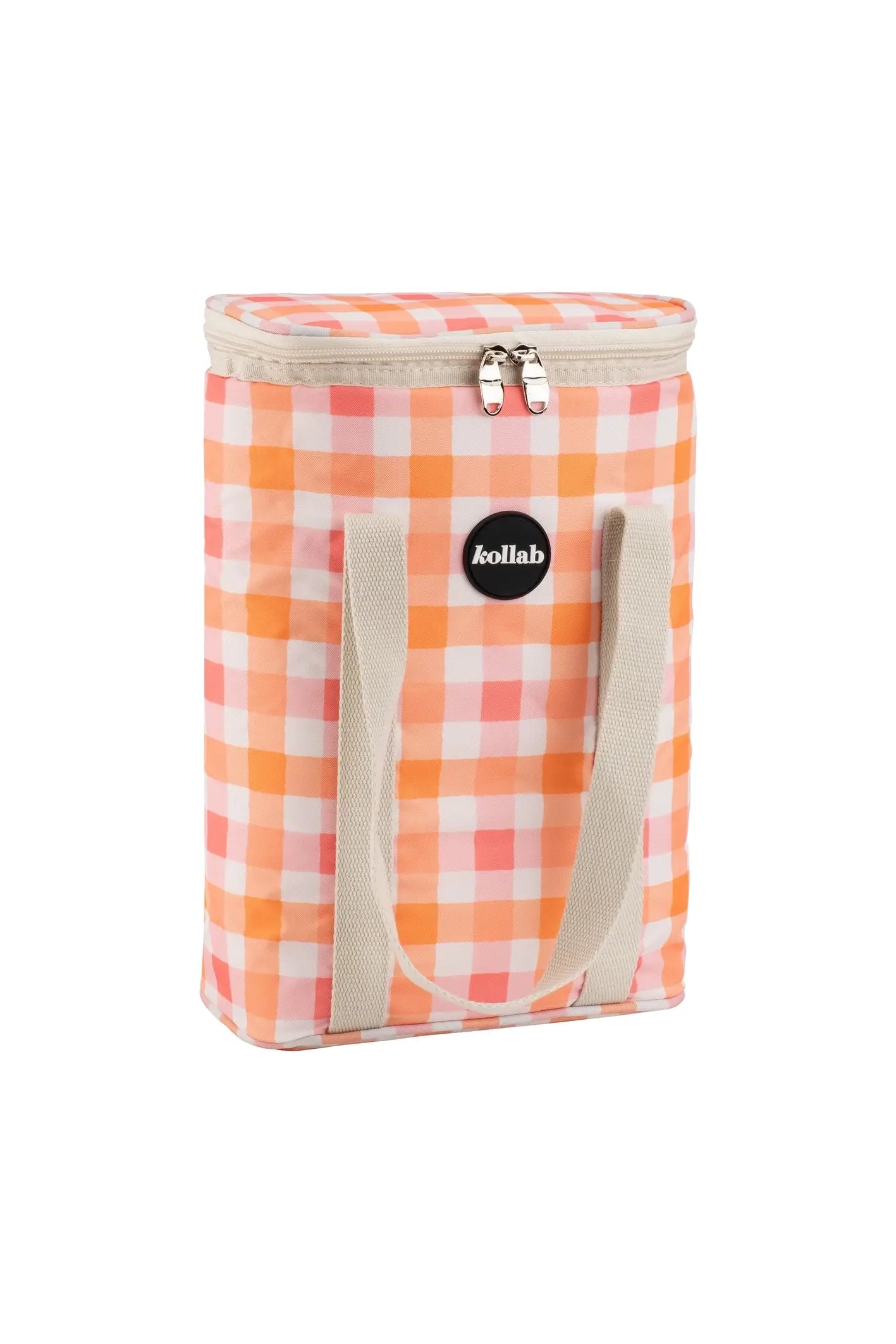 Wine Cooler Bag (Peach Check)