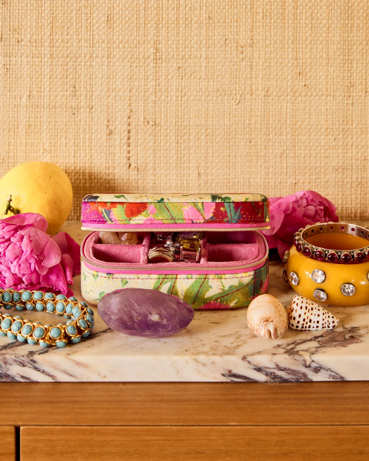 Australian Bush Blossom Travel Velvet Jewellery Box