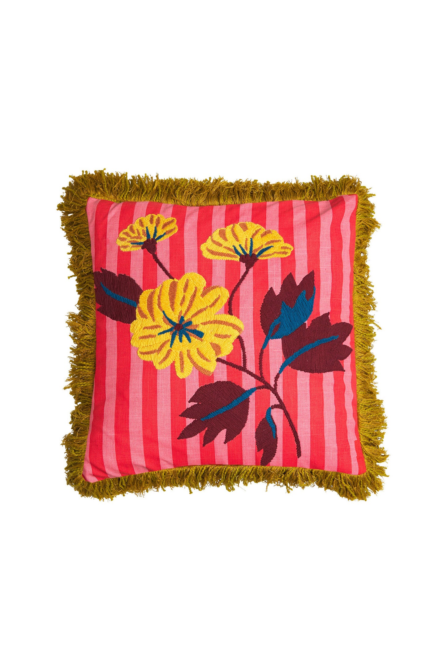 Annette Embroidered Cushion (Cosmo Pink)