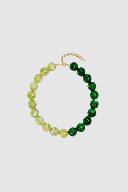Resin Bead Necklace (Greens)