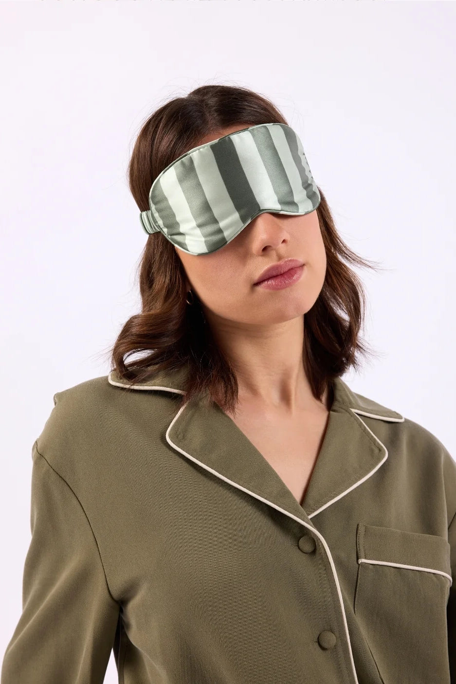 Silk Eye Mask (Wasabi Stripes)
