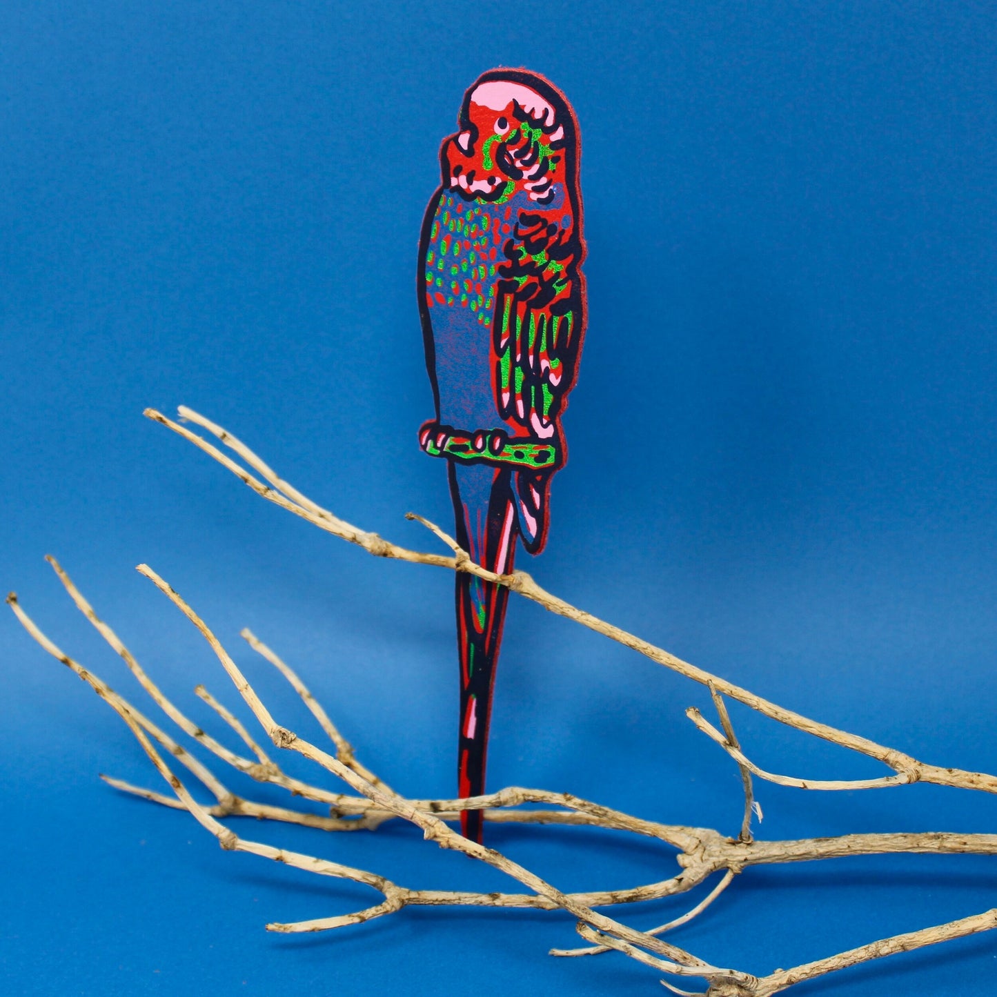 Parakeet Bookmark (Red/Blue)