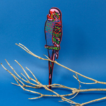 Parakeet Bookmark (Red/Blue)