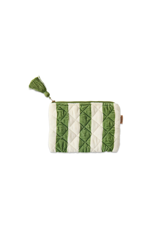 Moss Stripe Velvet Cosmetics Purse