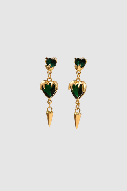 Heart Earrings (Green)