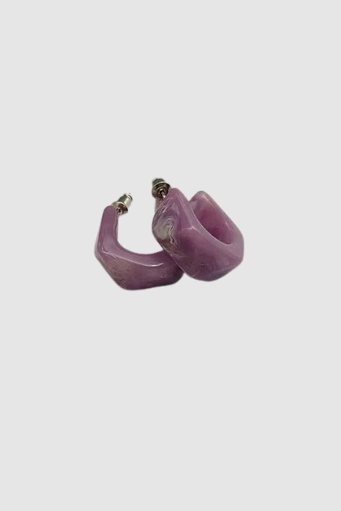 Geo Small Hoop Earrings (Amethyst)