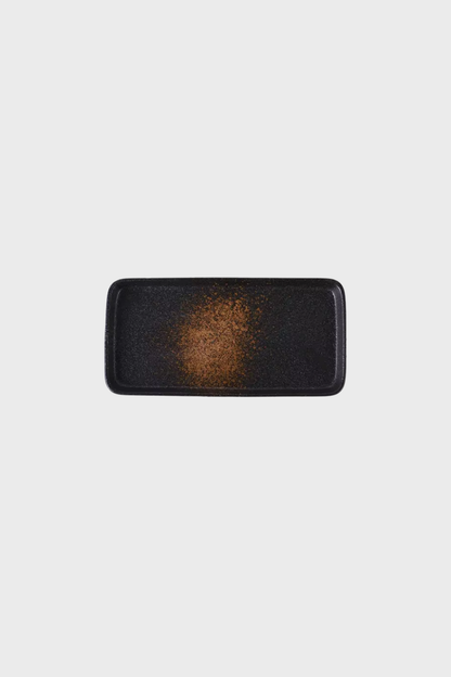 Med Rectangle Ceramic Dish (Blk Brn)