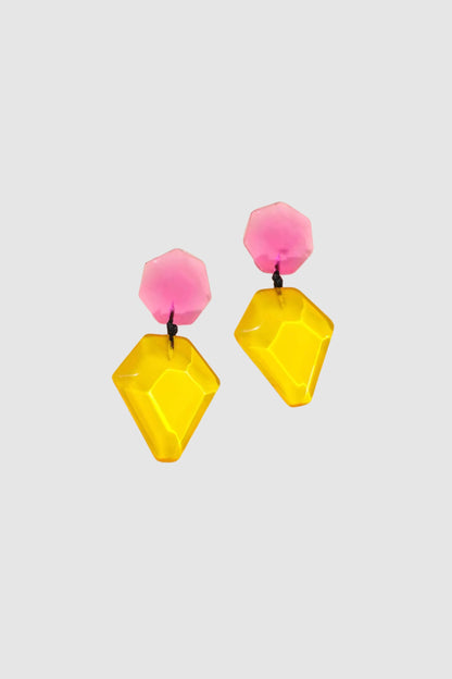 Resin Multi Drop Earrings (Yel/Pink)