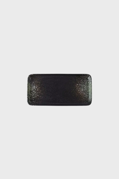 Med Rectangle Ceramic Dish (Blk Grn)