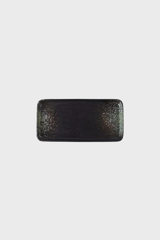 Med Rectangle Ceramic Dish (Blk Grn)