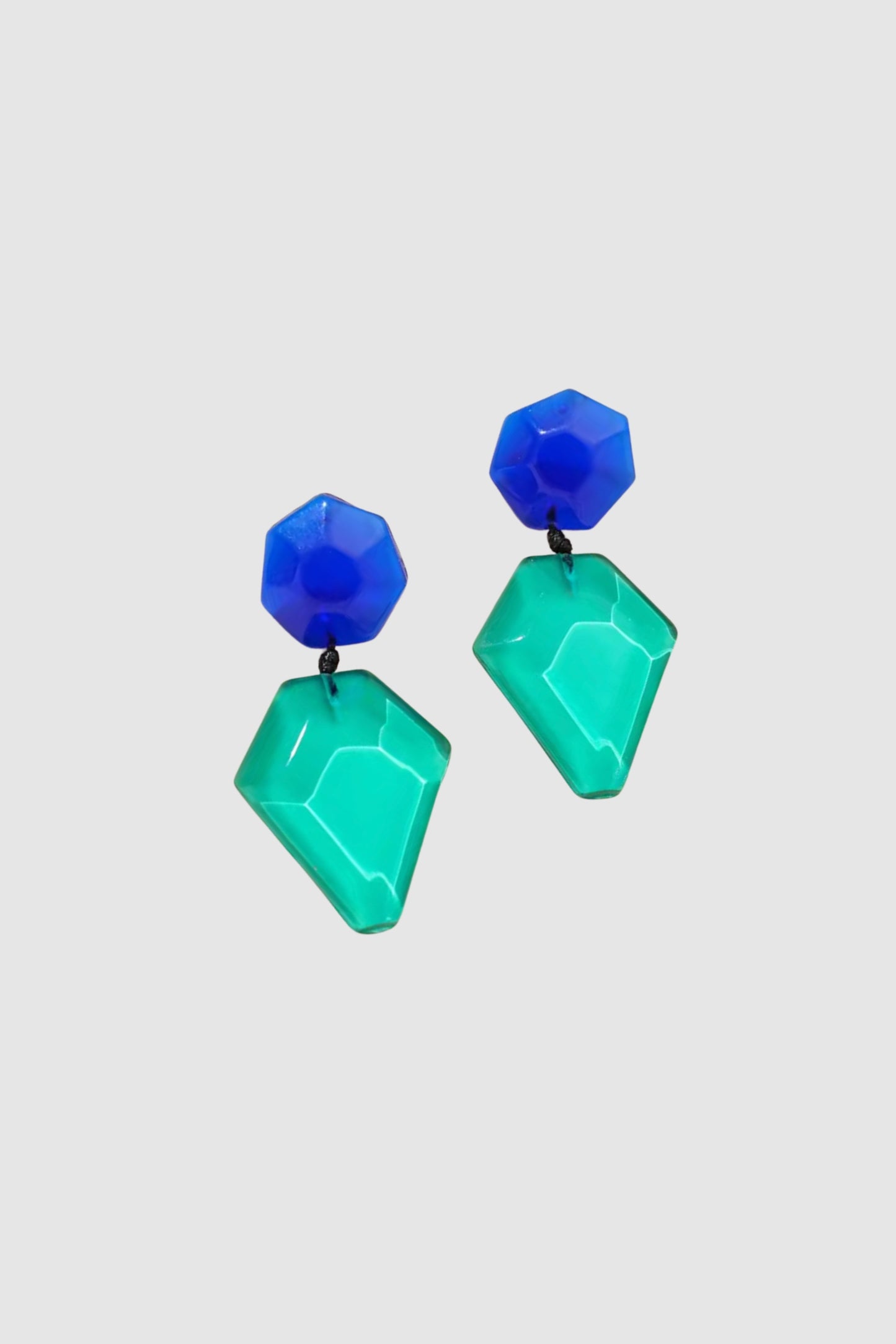 Resin Multi Drop Earrings (Aqua/Blu)