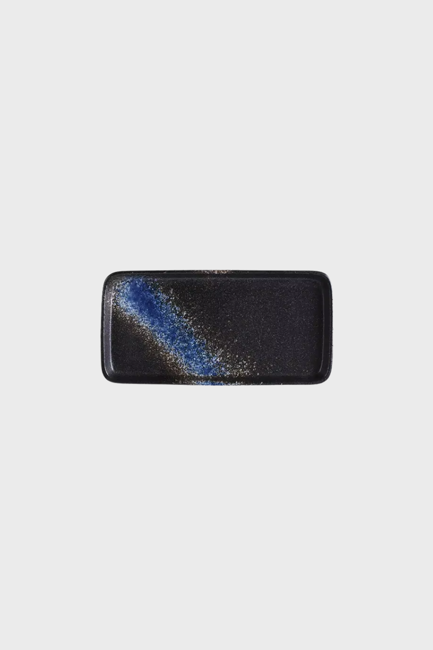 Med Rectangle Ceramic Dish (Blk Blu)