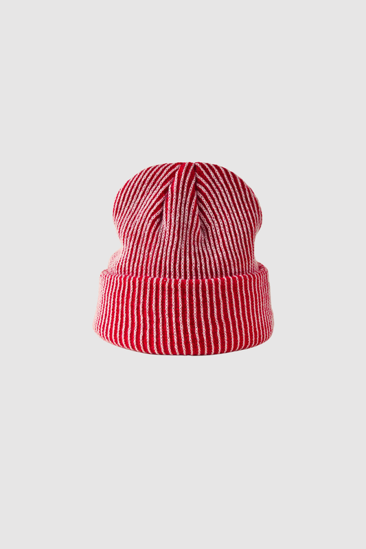 Stripe Knit Beanie (Red)