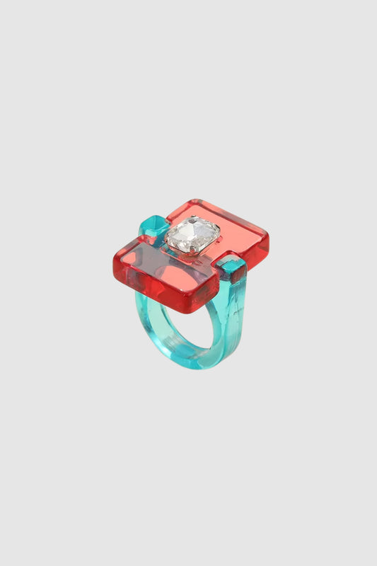 Flat Top Multi Ring (Aqua/Red)