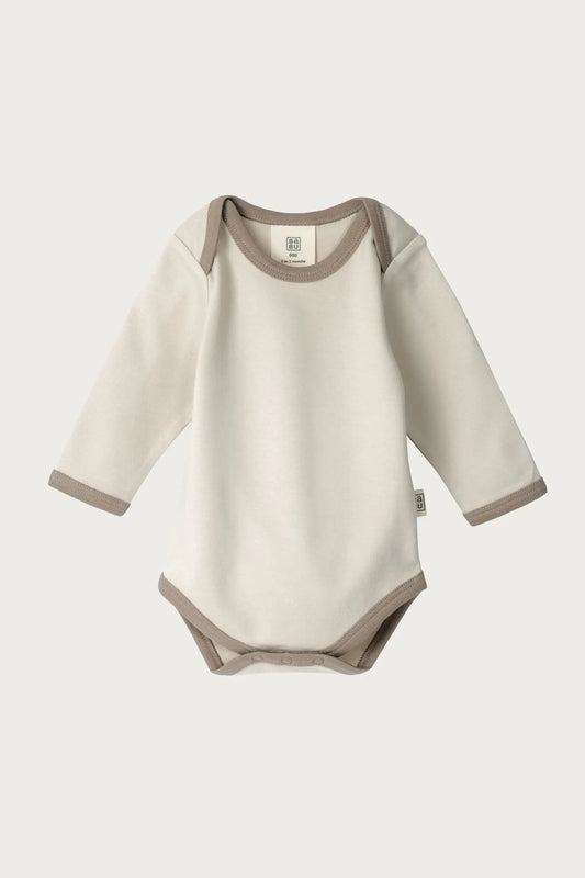 Long Sleeve Contrast Bodysuit (Oat)