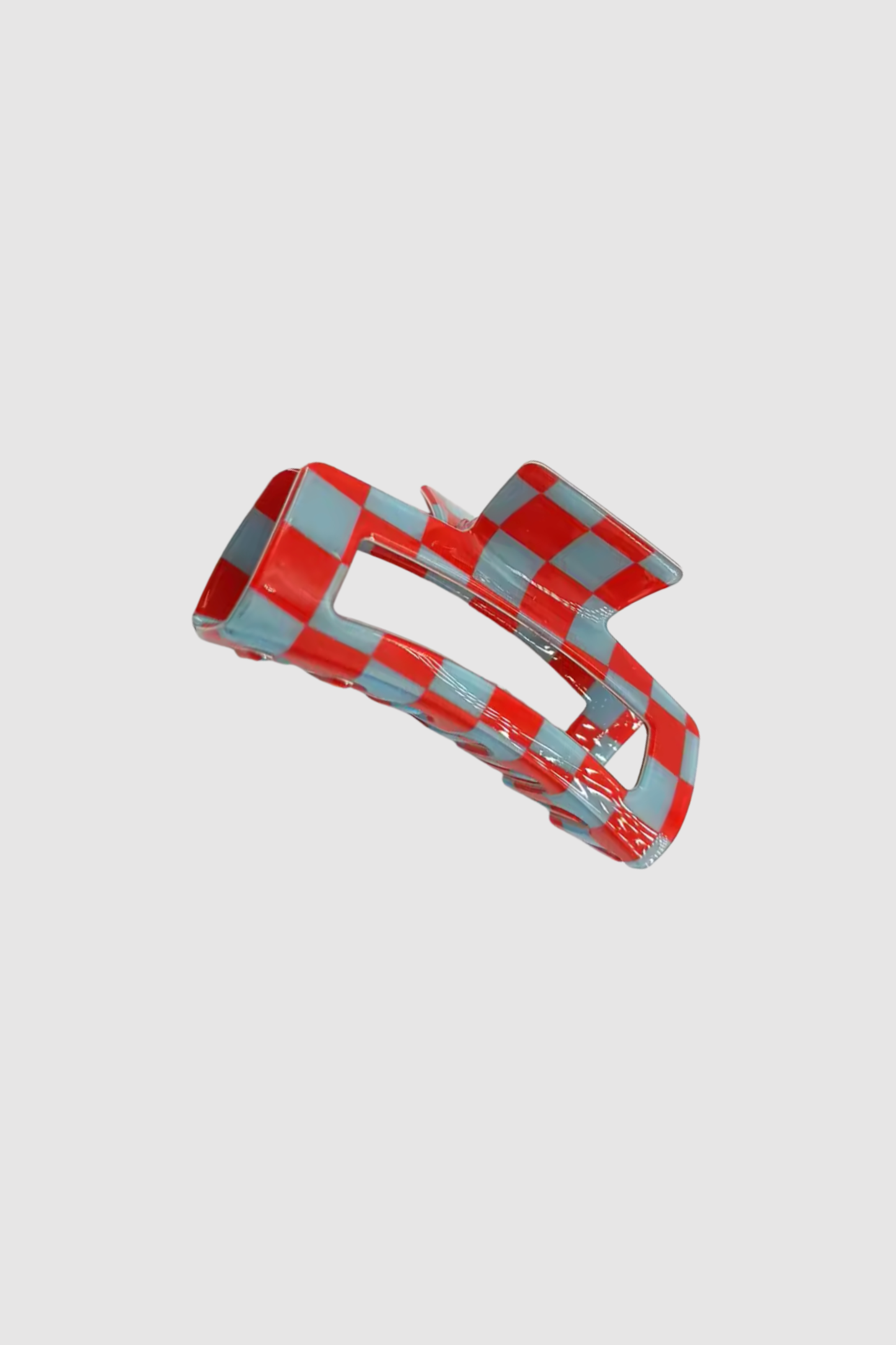 Check Hair Claw Lrg (Red/Blu)