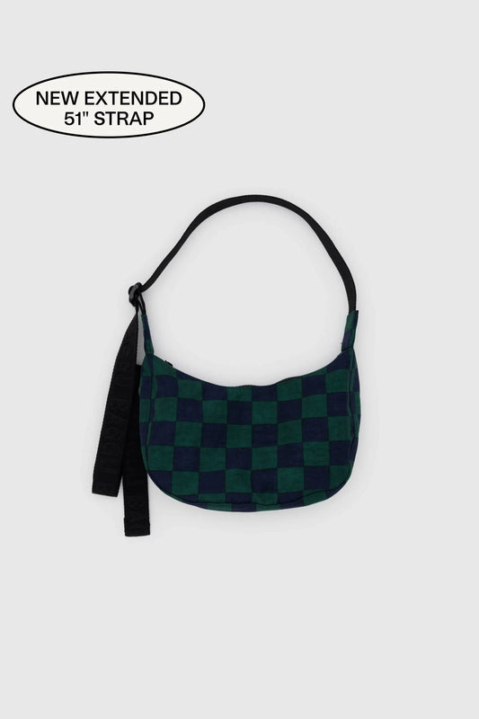 Small Crescent Bag (Navy Green Check)