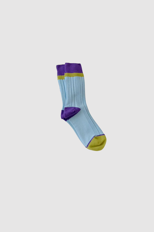 Block Multi Socks (Sky Blue)