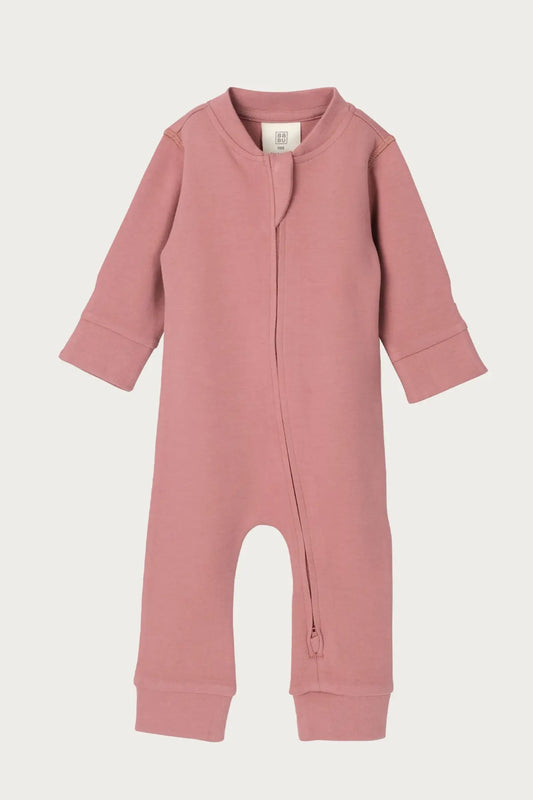 Footless Onesie Zipsuit (Rose)