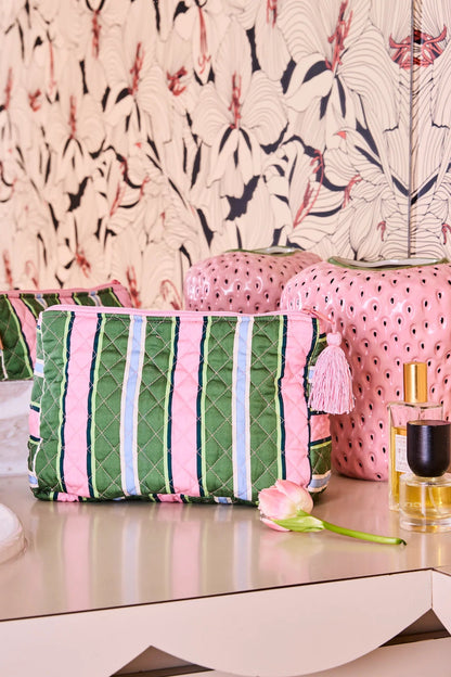 Cactus Stripe Quilted Toiletry Purse