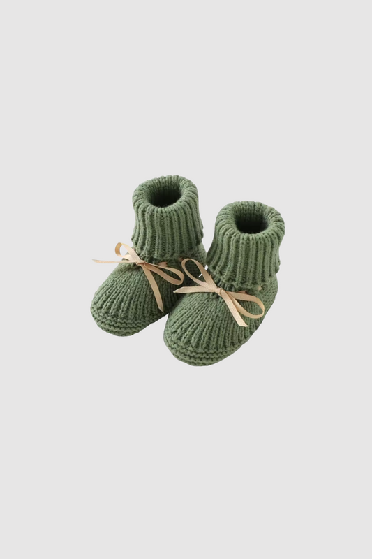 Knit Baby Booties (Leaf)