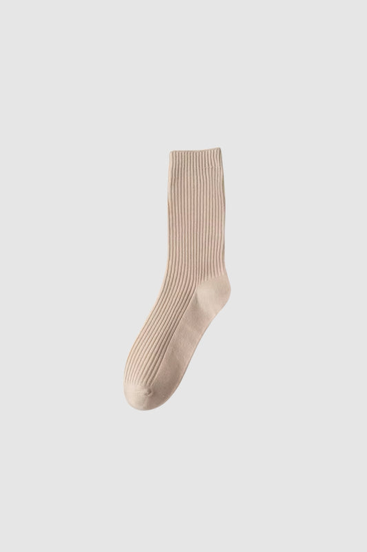 Rib Crew Socks (Cream)