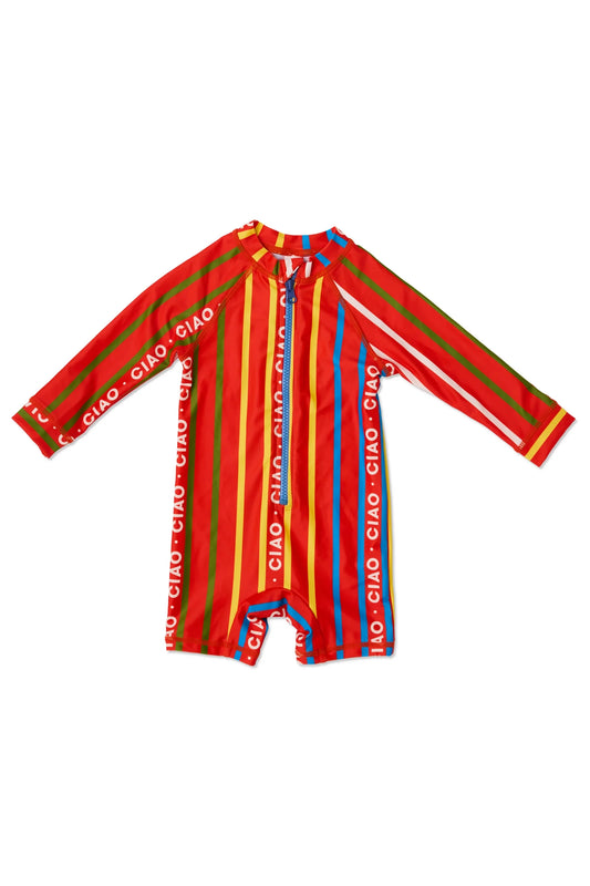 Baby LS Zip Bathers (Ciao Stripe)