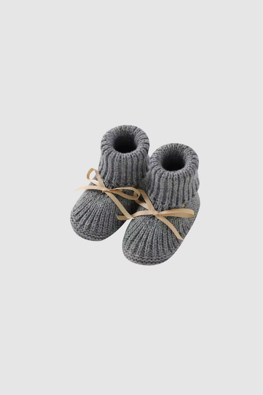 Knit Baby Booties (Grey)
