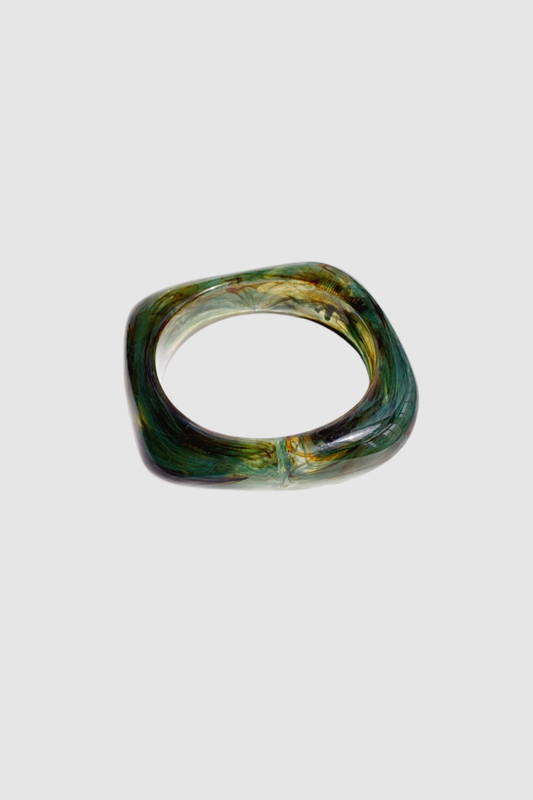 Odd Shape Bangle (Green Swirl)