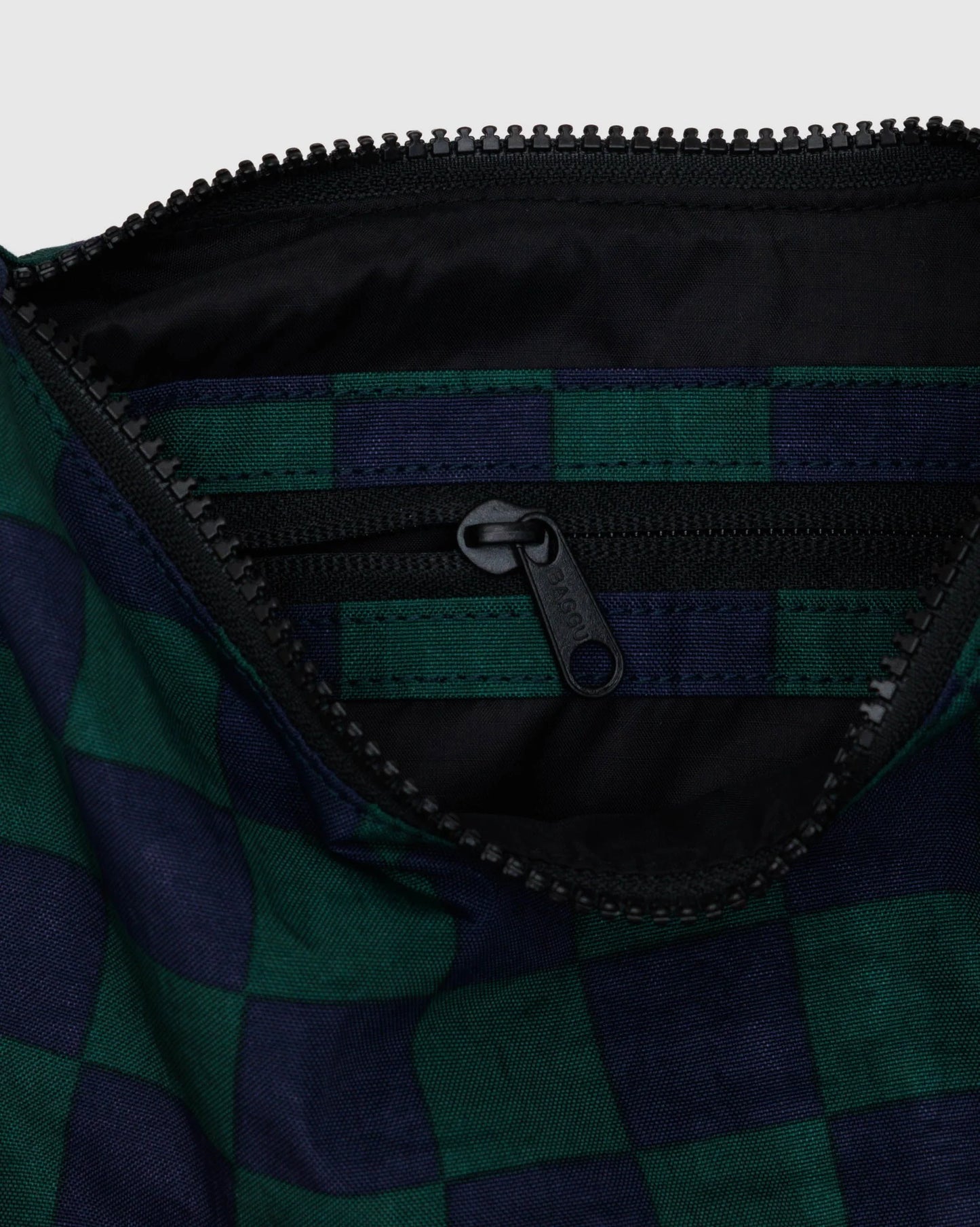 Small Crescent Bag (Navy Green Check)