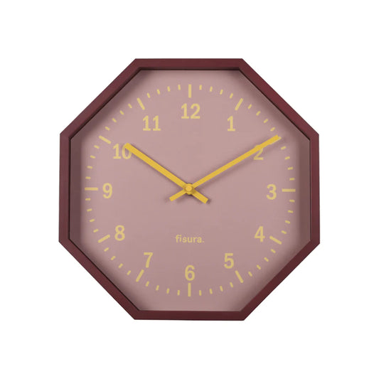 Octagonal Clock (Burgundy)