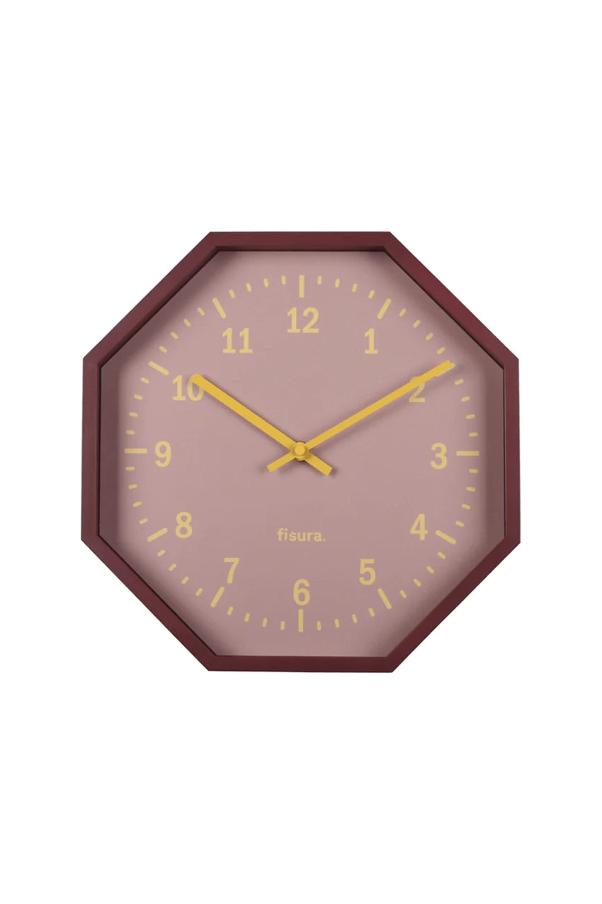 Octagonal Clock (Burgundy)