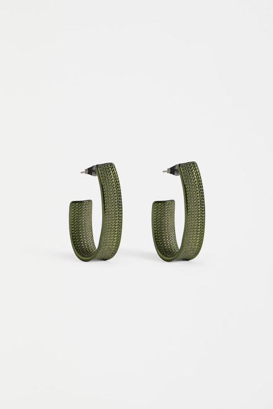Glynn Large Hoop Earrings (Olive)