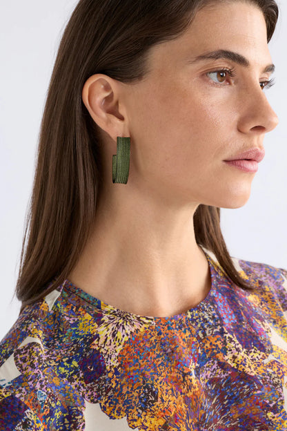 Glynn Large Hoop Earrings (Olive)