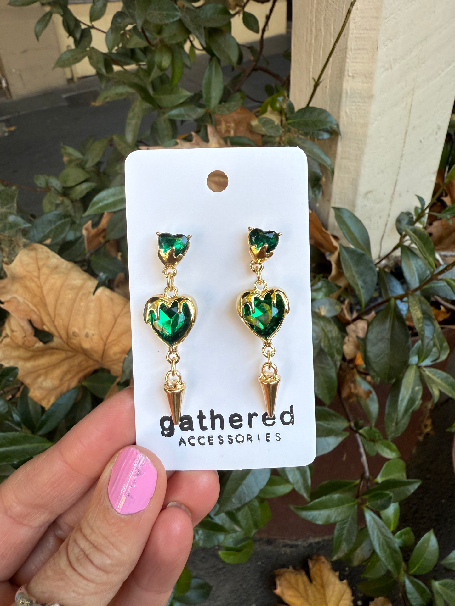 Heart Earrings (Green)