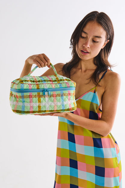 Candy Check  Mint Quilted Toiletry Case