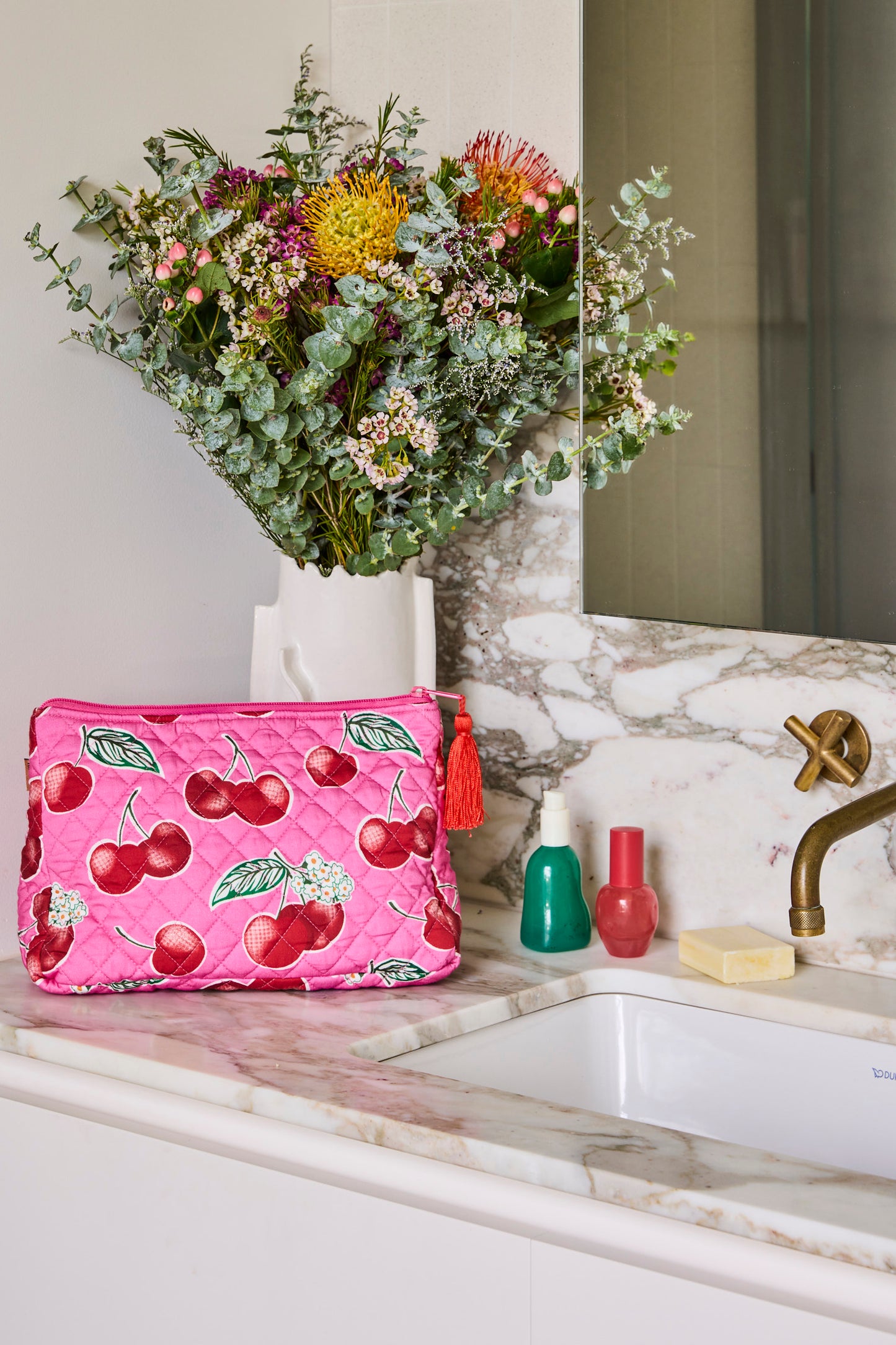 Cherry Blossom Quilted Toiletry Purse