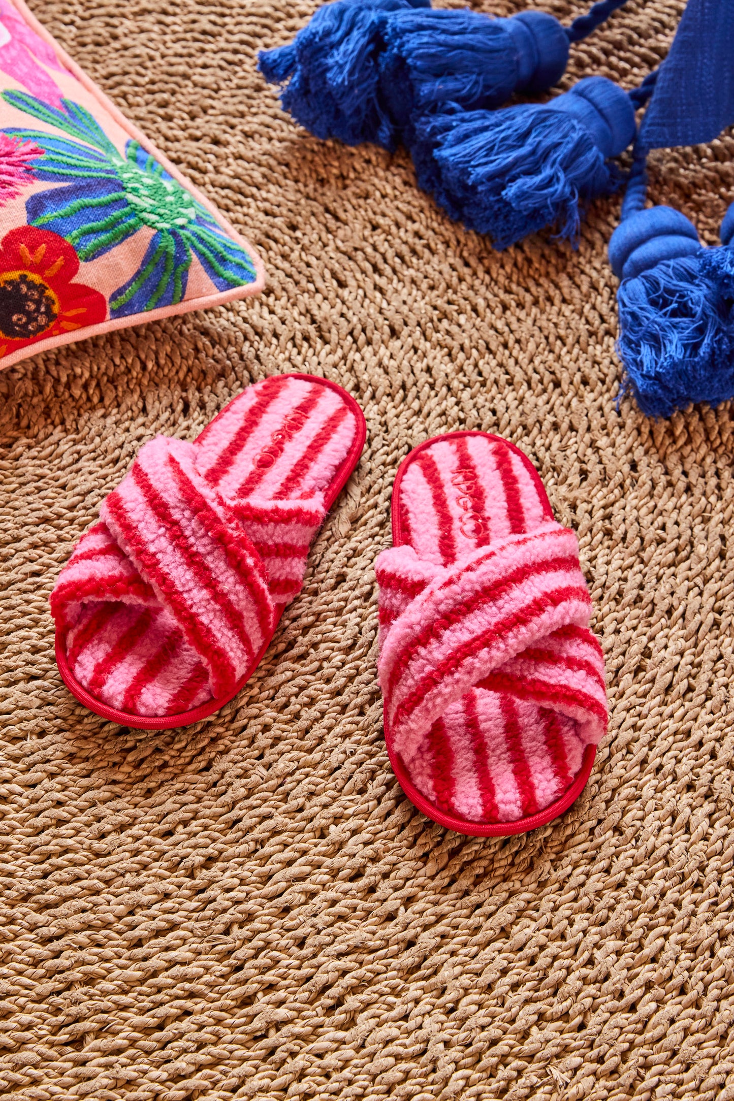 Candy Stripe Adult Sherpa Slippers
