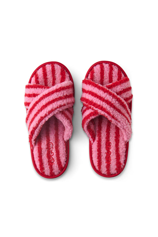 Candy Stripe Adult Sherpa Slippers