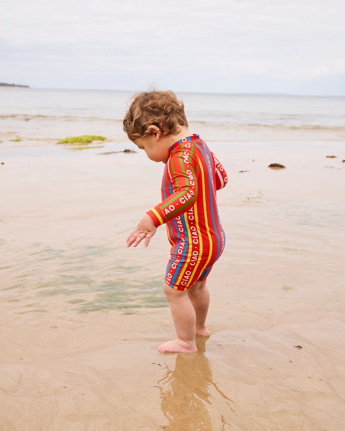 Baby LS Zip Bathers (Ciao Stripe)